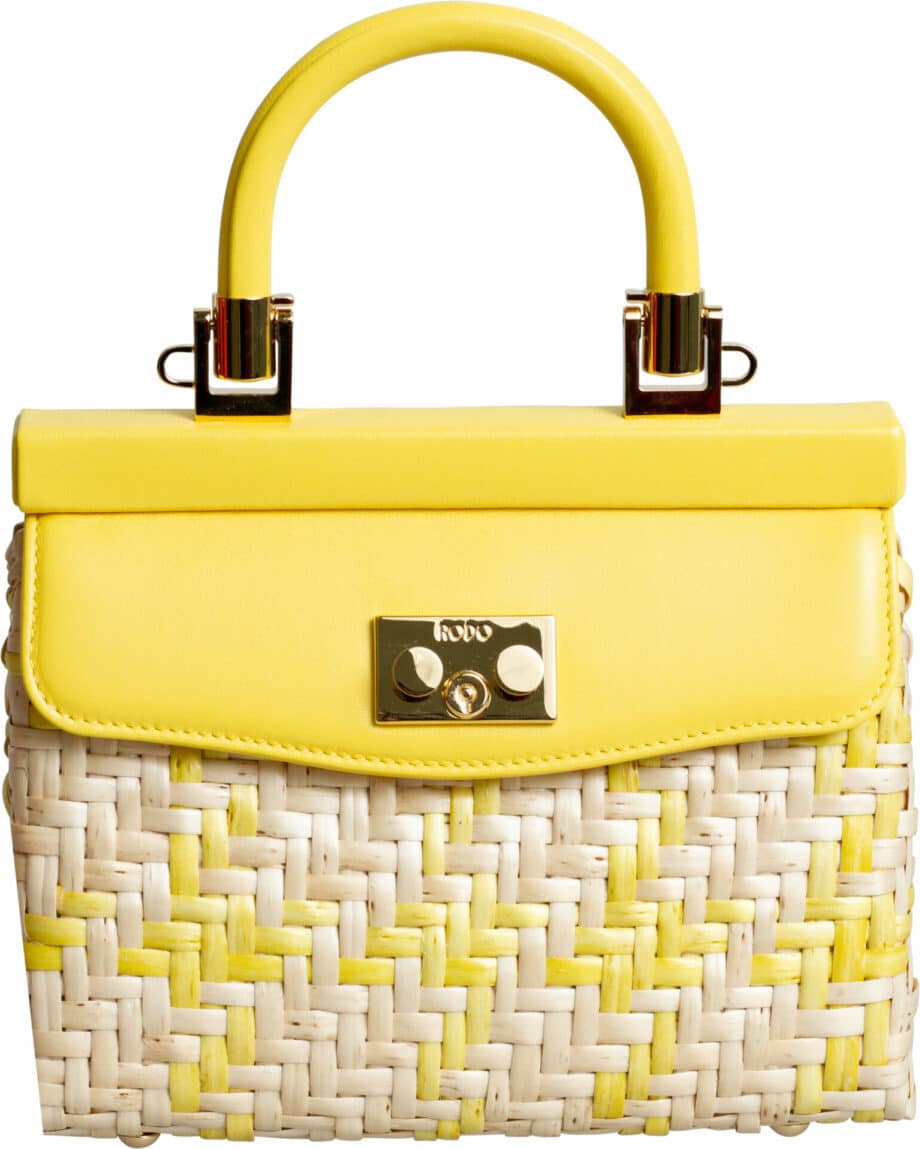 Kleine Henkeltasche mit Rattan Details