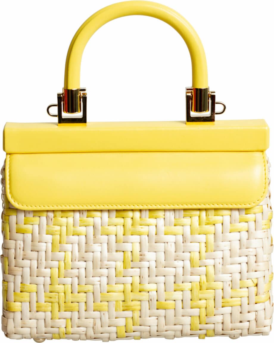 Kleine Henkeltasche mit Rattan Details