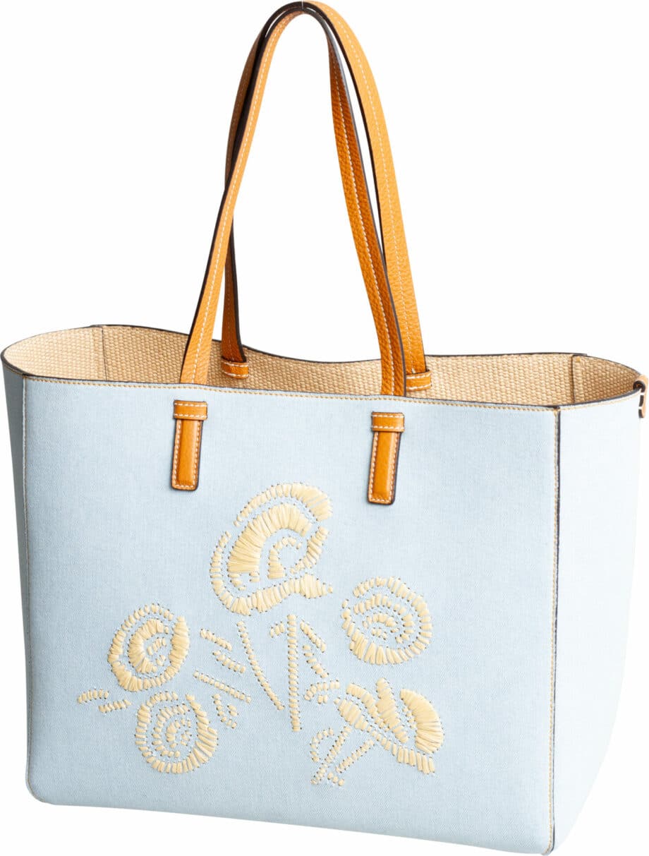 Großer Denim-Shopper mit Stickerei