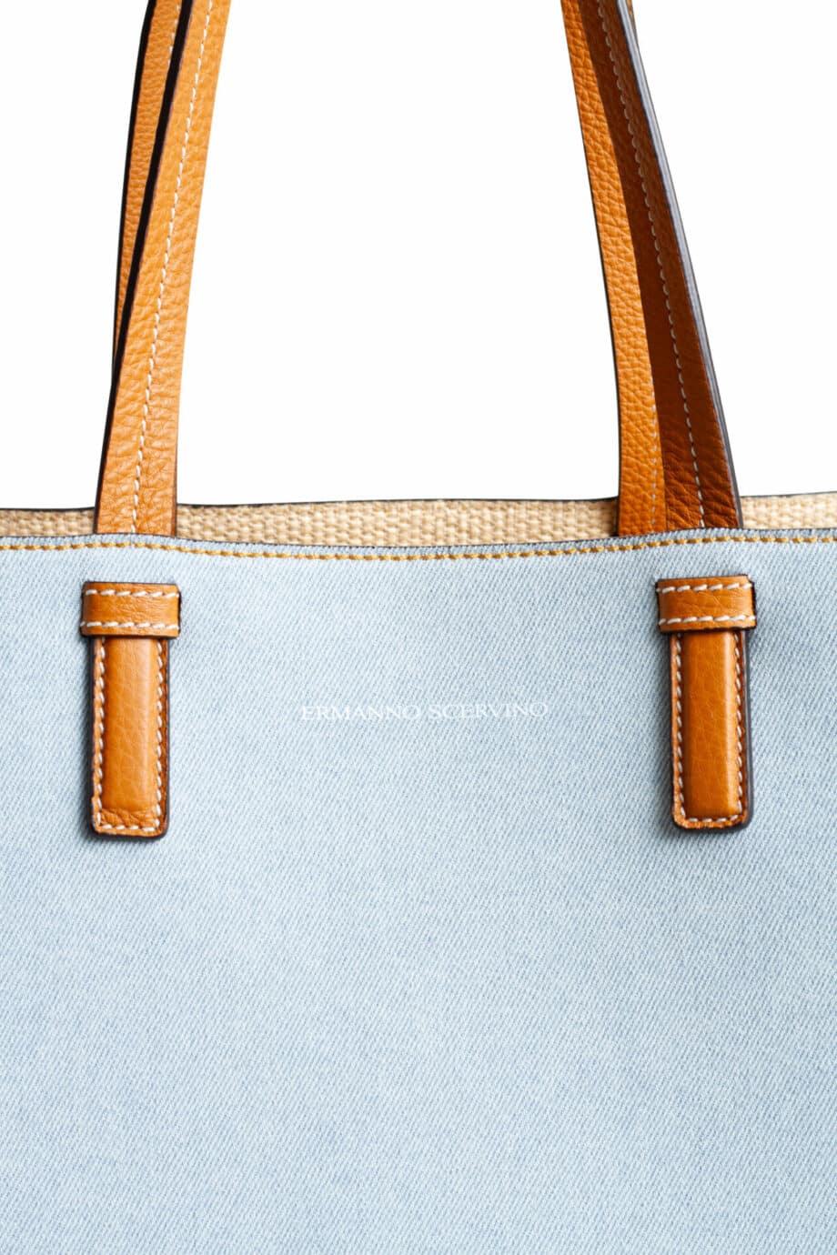 Großer Denim-Shopper mit Stickerei