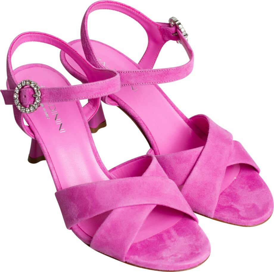 Suede strap sandals with delicate rhinestone detail