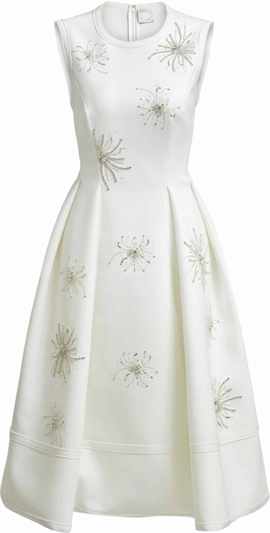 Sleeveless cocktail dress with rhinestone embroidery