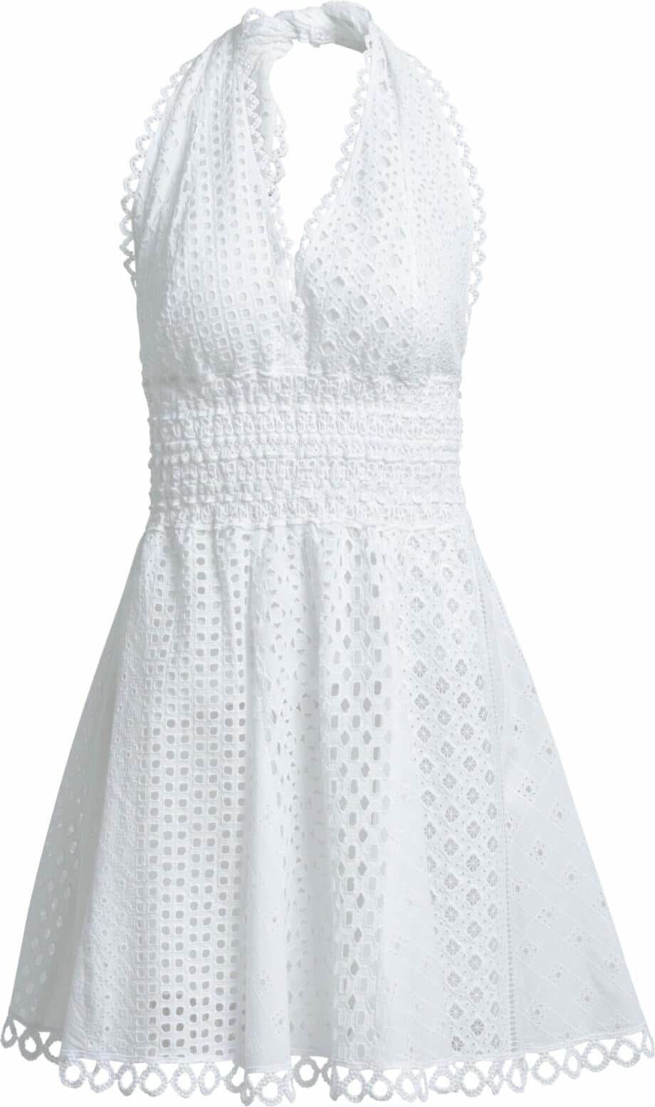 Short cotton lace neckholder dress