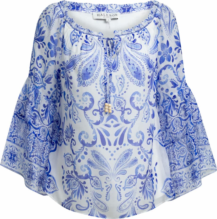 Off-shoulder blouse with ornamental print