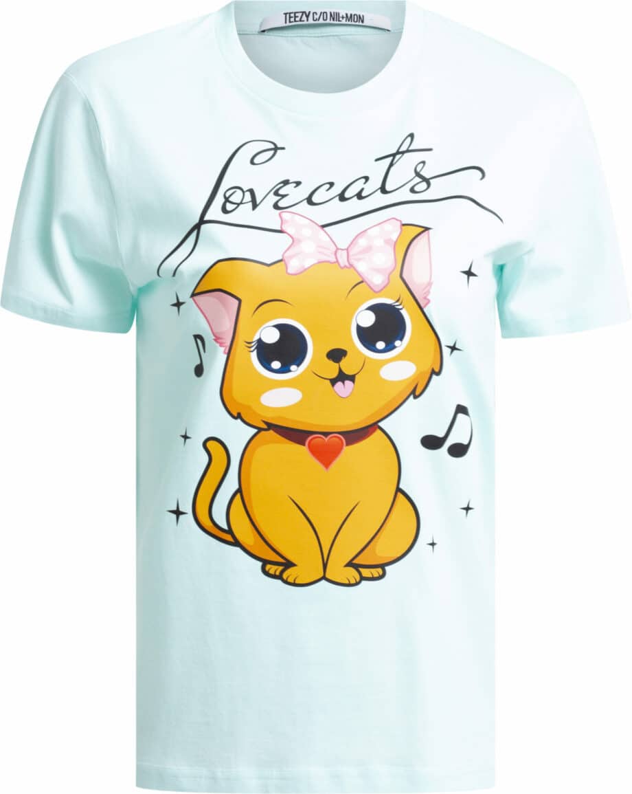 Cotton t-shirt with cat print