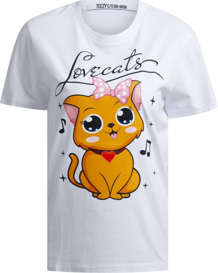 Cotton t-shirt with cat print