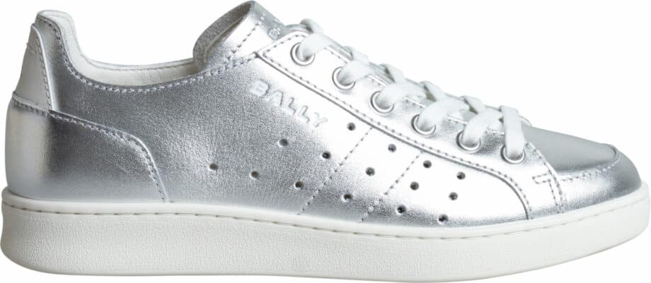 Metallic leather sneakers with small logo detail