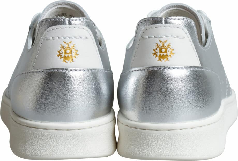 Metallic leather sneakers with small logo detail