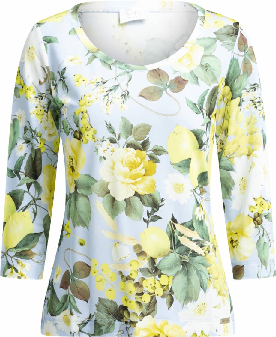 Stretch T-Shirt mit 3/4 Arm und floralem Musterprint