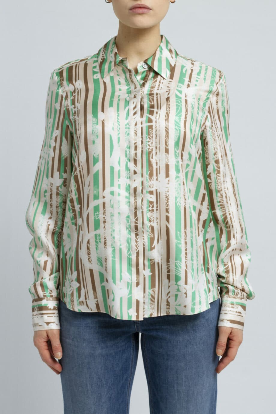 Straight cut silk blouse with floral print