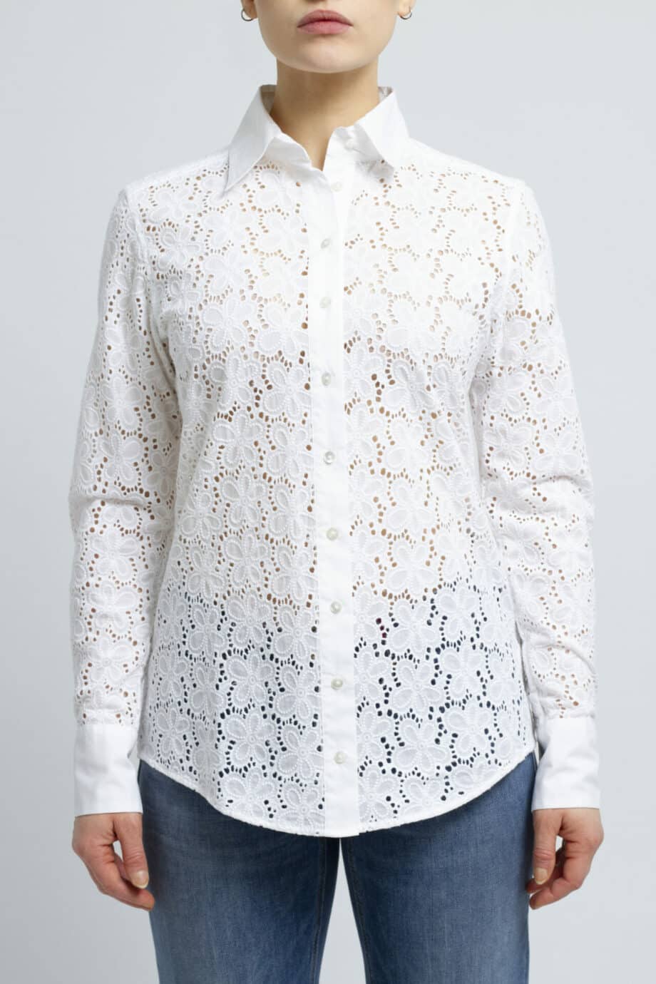 Semitransparent cotton lace blouse