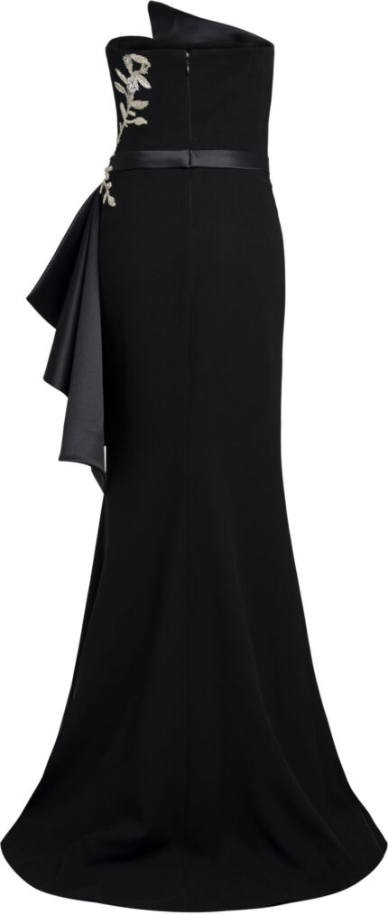 Trägerloses Abendkleid mit Stickerei und Drapierung – Bild 3