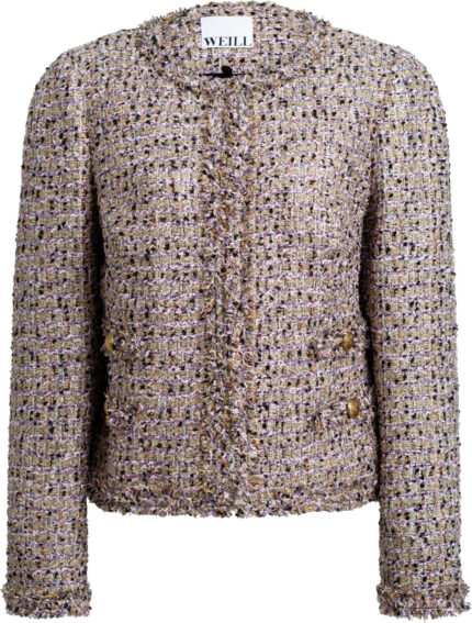 Hüftlanger Tweed Blazer im geraden Schnitt