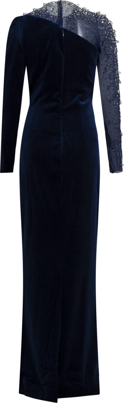 Floor length velvet gown with embroidered body - Image 7