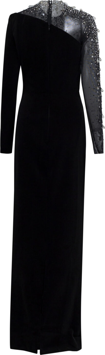 Floor length velvet gown with embroidered body - Image 3