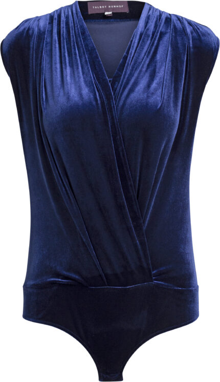 Ärmelloser Samtbody mit V-Ausschnitt