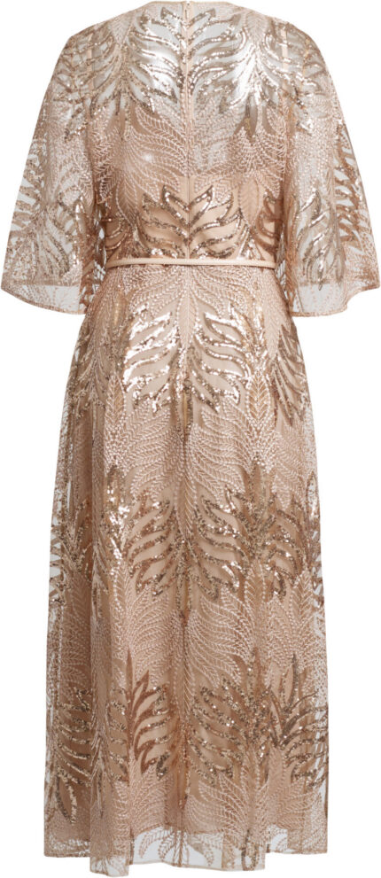 Wadenlanges, besticktes Cocktailkleid mit Seidenfutter – Bild 3