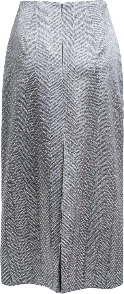 Kniebedeckender Seidenrock mit dezenten Schmucksteindetails – Bild 3