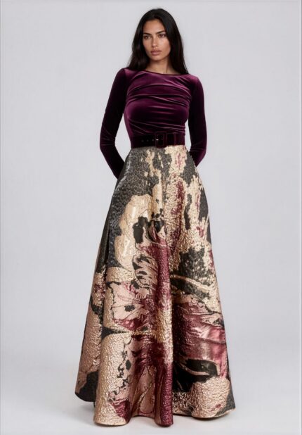 Jacquard-Maxirock mit Metallic-Effekt – Bild 2