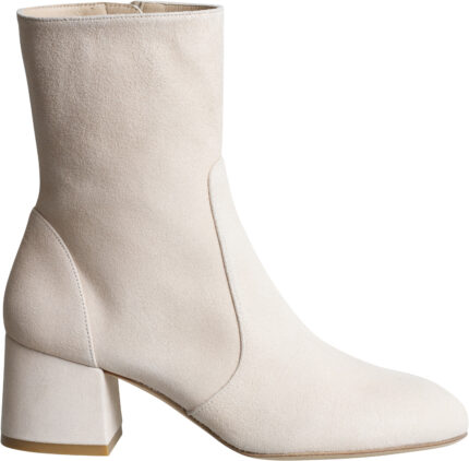 Rauhleder Bootie mit Blockabsatz