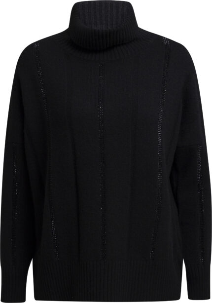Cashmere Pullover mit Rollkragen und dezenten Strasssteindetails
