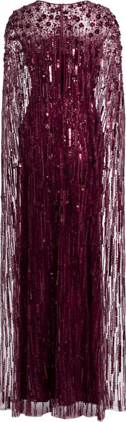 Bodenlange Paillettenrobe mit Cape Detail – Bild 3