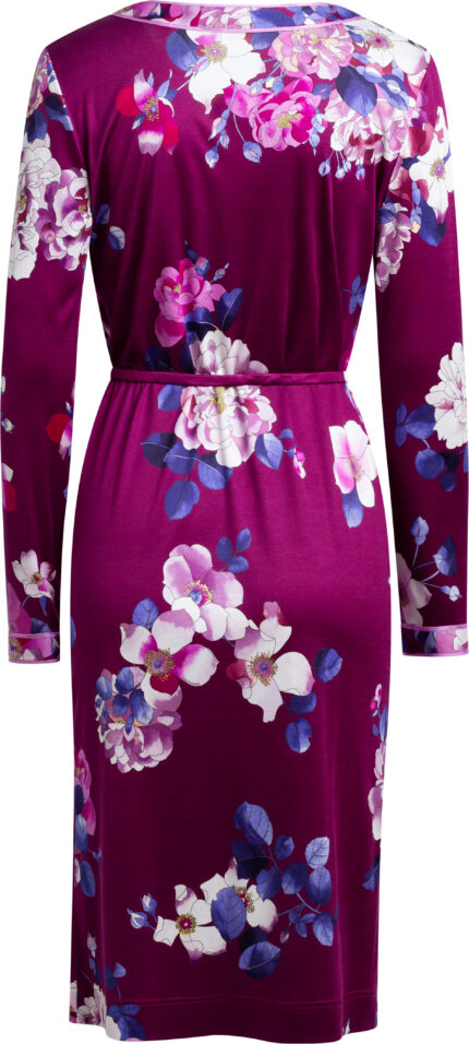 Knielanges Seidenkleid mit Rundhalsausschnitt, langem Arm und floralem Musterprint – Bild 3