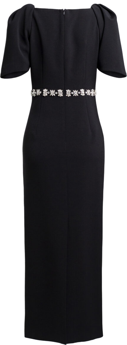 Knöchellanges Cocktailkleid mit Schmucksteindetails und V-Ausschnitt – Bild 2