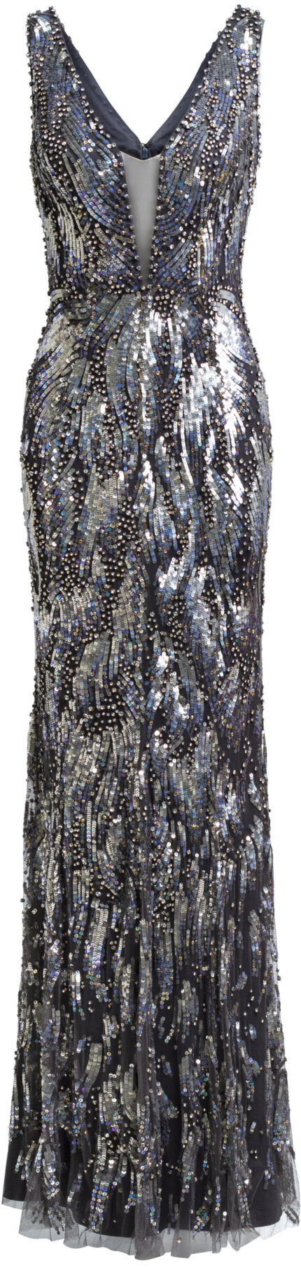 Ärmellose Paillettenrobe mit V-Ausschnitt – Bild 2