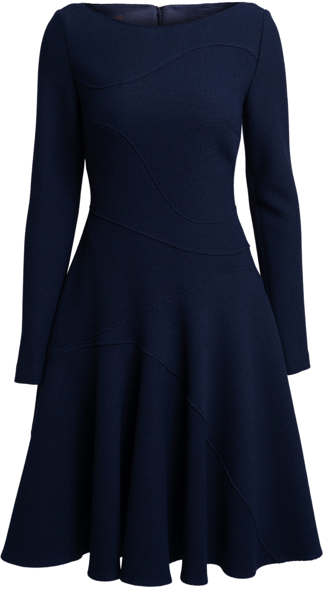 oS0909:12-PR40_blau_1098_a Marineblaues Kleid mit schwingendem Rock – Bild 1