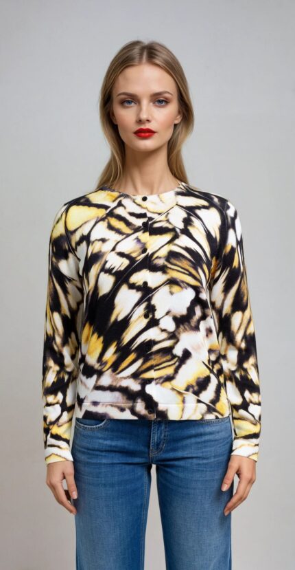 Strickweste mit ornamentalem Musterprint – Bild 2