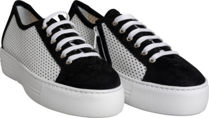 Perforierter Veloursleder-Plateau-Sneaker mit Schnürung – Bild 10