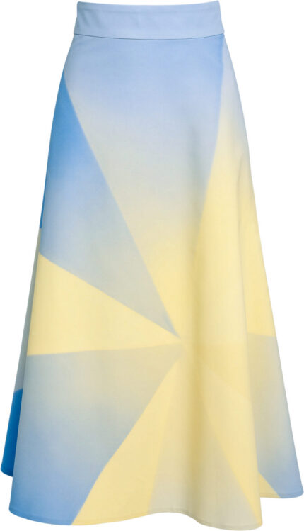 A-Linien-Midirock aus Baumwolle mit grafischem Farbverlauf