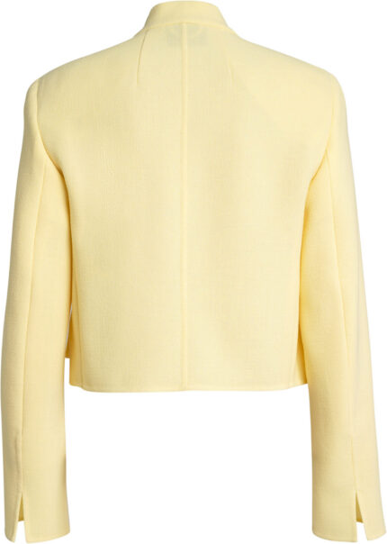 Kurze Struktur-Jacke aus Schurwolle mit offener Front – Bild 3