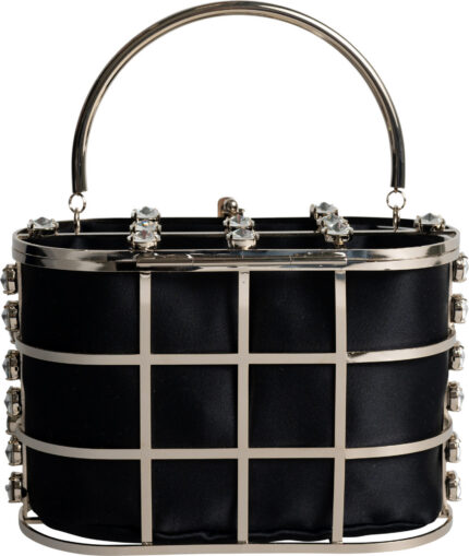 Holli“ Mini-Cage Bag Schwarz mit Kristallen – Bild 3