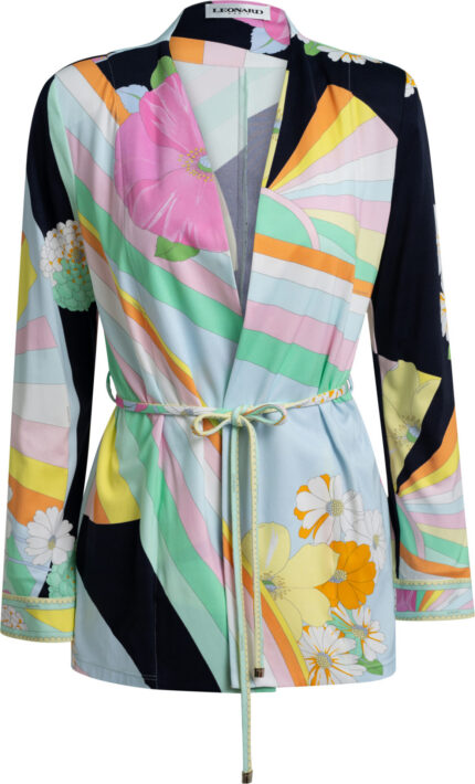 Wickeljacke aus Polyamid mit Bindegürtel und Allover-Print – Bild 3