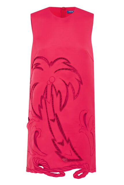 Ärmelloses Minikleid mit Lochstickerei und Palmenmotiv