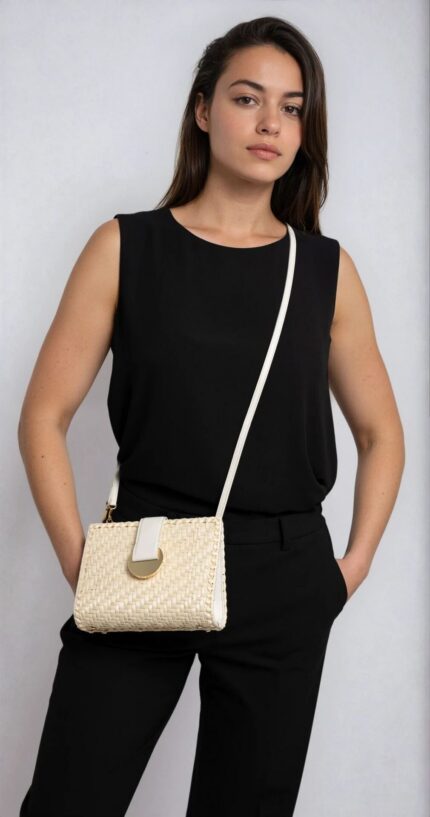 Geflochtene Mini-Shoulderbag mit Metalldetail – Bild 2