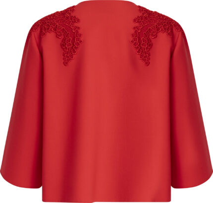 Short Virgin Wool Jacket with Floral Embroidery - Image 3
