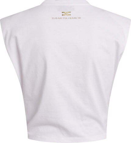 Ärmelloses Baumwoll-Top mit Knotendetail und goldfarbenen Akzenten – Bild 3