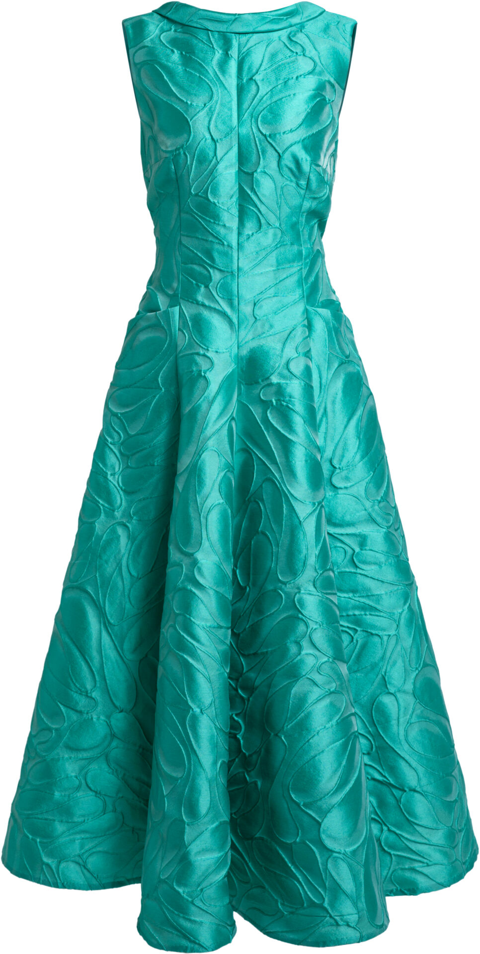 om0927-01:pa35_türkis_1798_b Jacquard-Midikleid mit V-Ausschnitt und skulpturaler A-Linie – Bild 1