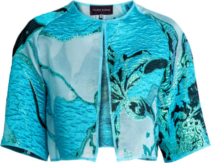 Bolero aus leicht transparentem Lurex-Gewebe mit 3/4-Arm