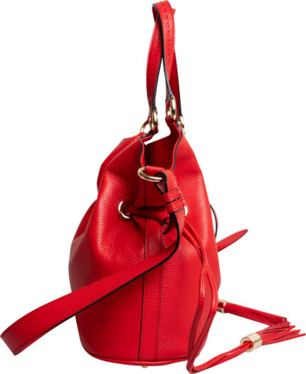 Beuteltasche aus genarbtem Leder mit Pochette-Detail – Bild 3