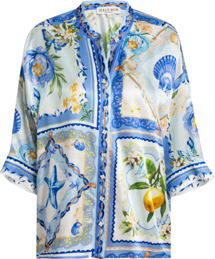 Annabella Print-Bluse im Scarf-Panel-Design