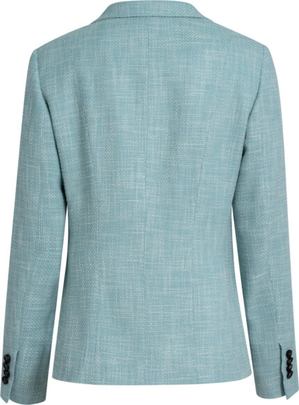 Türkiser Woll-Seiden-Blazer mit Reverskragen und Seidenfutter – Bild 3