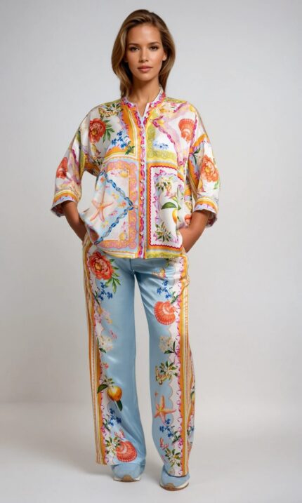 Annabella Print-Bluse im Scarf-Panel-Design – Bild 2