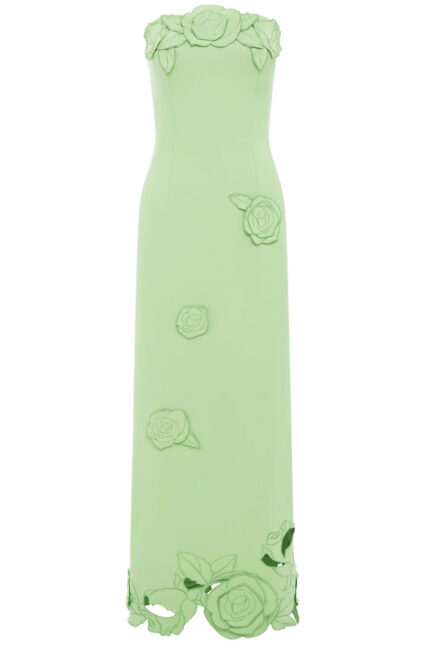 Strapless Midikleid mit 3D-Blütenapplikationen und figurbetonter Silhouette