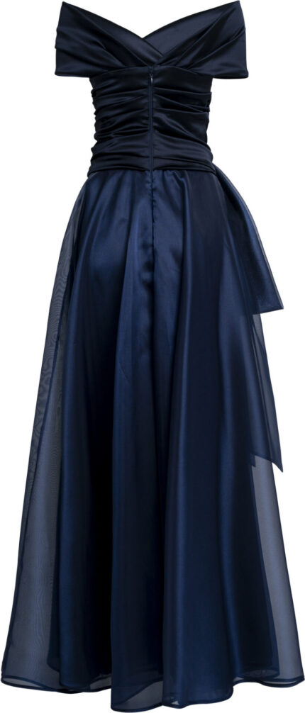 Off-Shoulder Abendkleid mit Organza-Overlay und Drapierung – Bild 3