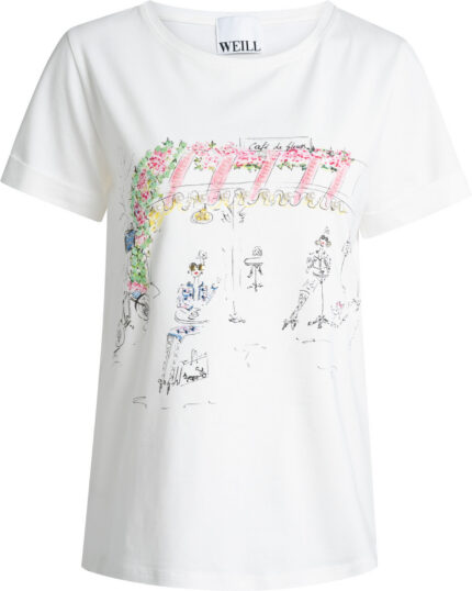 T-Shirt mit Café-Illustration