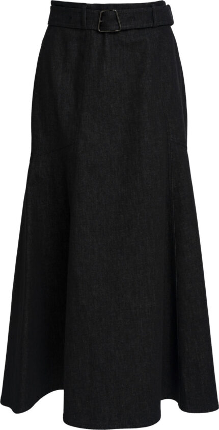 Wadenlanger Baumwollrock mit Gürtel und ausgestellter Silhouette – Bild 4